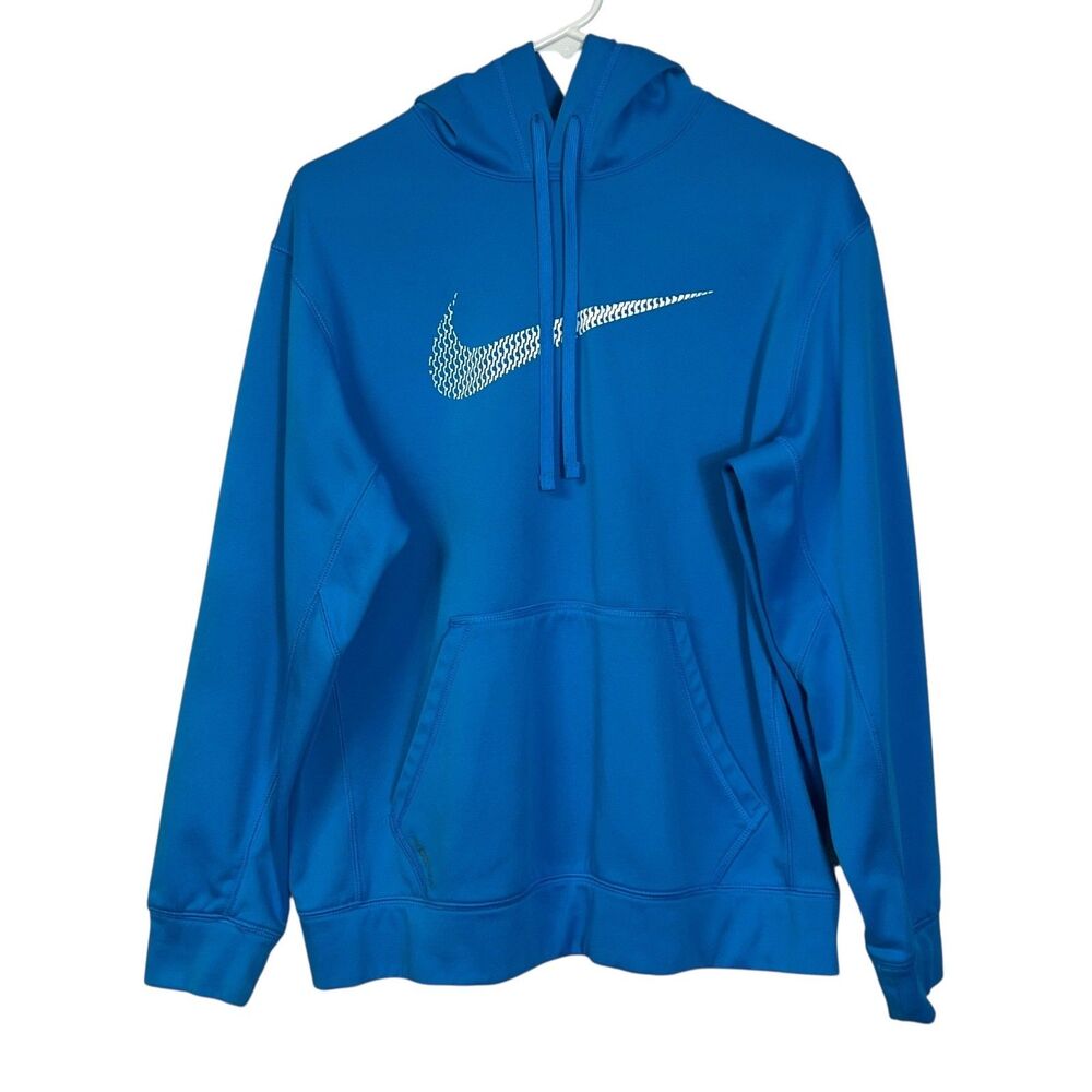 Nike Therma-FIT Hoodie Pullover Blue White Swoosh Men's Size Medium